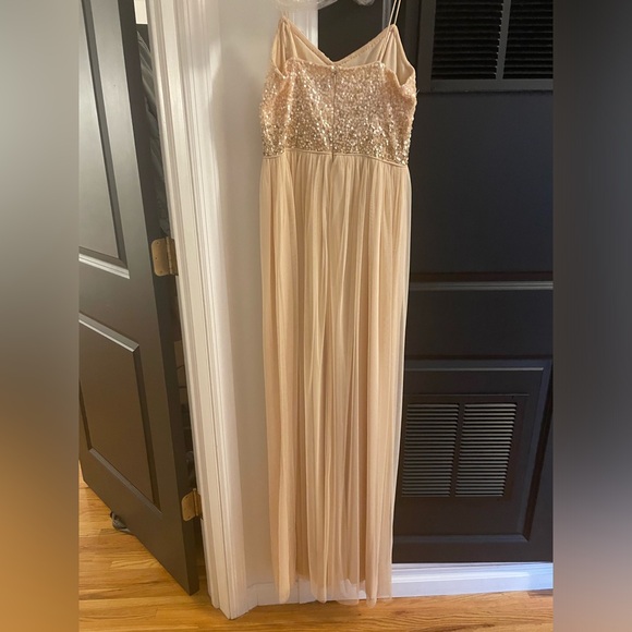 Adrianna Papell Women's Beige Sequined Sleeveless Gown Formal Dress - Picture 7 of 16